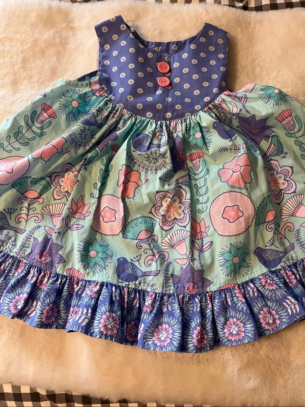 Eleanor‎ Rose Whimsical Garden Dress Floral Birds Size 2
